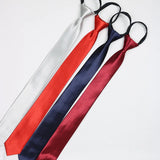 8CM Classic Black Neck Tie Imitation Silk Solid Lazy-tie For Men Business Blue Red Zipper Tie 5CM Narrow Dress Shirt Cravat Gift