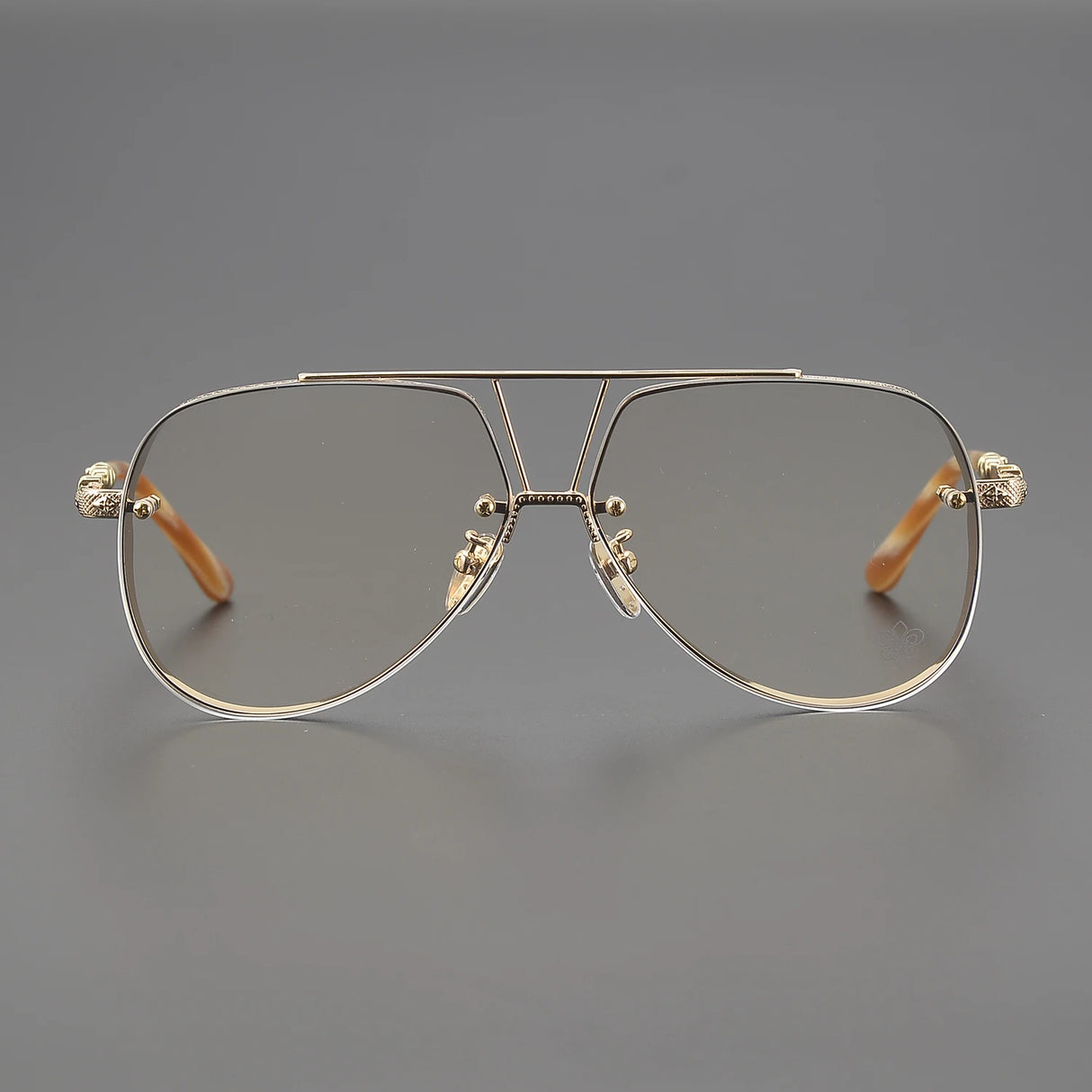 Anti Blue Light Lenses Titanium Eyeglass Frame Rectangular Full Frame Fashionable Carved Optical Prescription Glasses Unisex