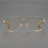Anti Blue Light Lenses Titanium Eyeglass Frame Rectangular Full Frame Fashionable Carved Optical Prescription Glasses Unisex