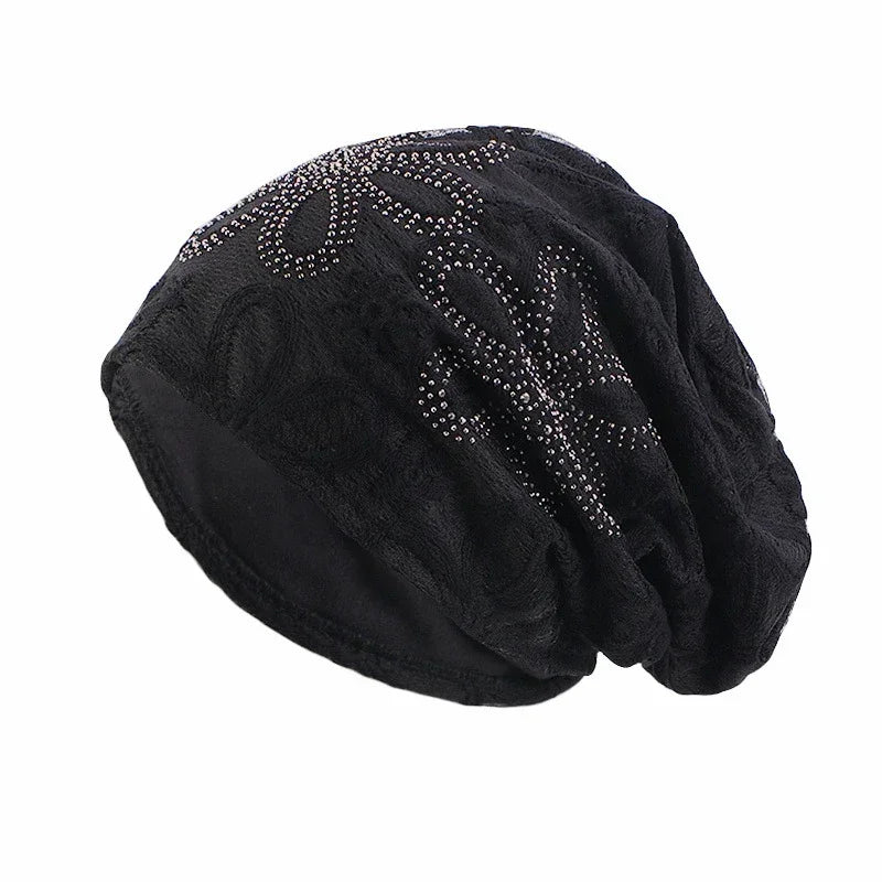 Women Men Sleeping Hat Baggy Beanie Satin Lined Night Unisex Sleep Cap Hair Care Bonnet Hair Loss Nightcap Pullover Hat Headwear