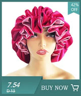 Women Satin Bonnet Cap Double Layer Silky Big Bonnet for Lady Printing Sleep Cap Head Wrap
