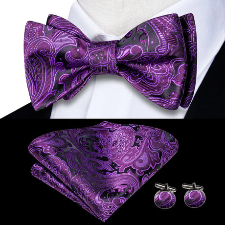 Dropshipping Jacquard Silk Mens Self Bow Tie Hanky Cufflinks Set Male Butterfly Knot Bowtie Wholesale for Male Wedding Business