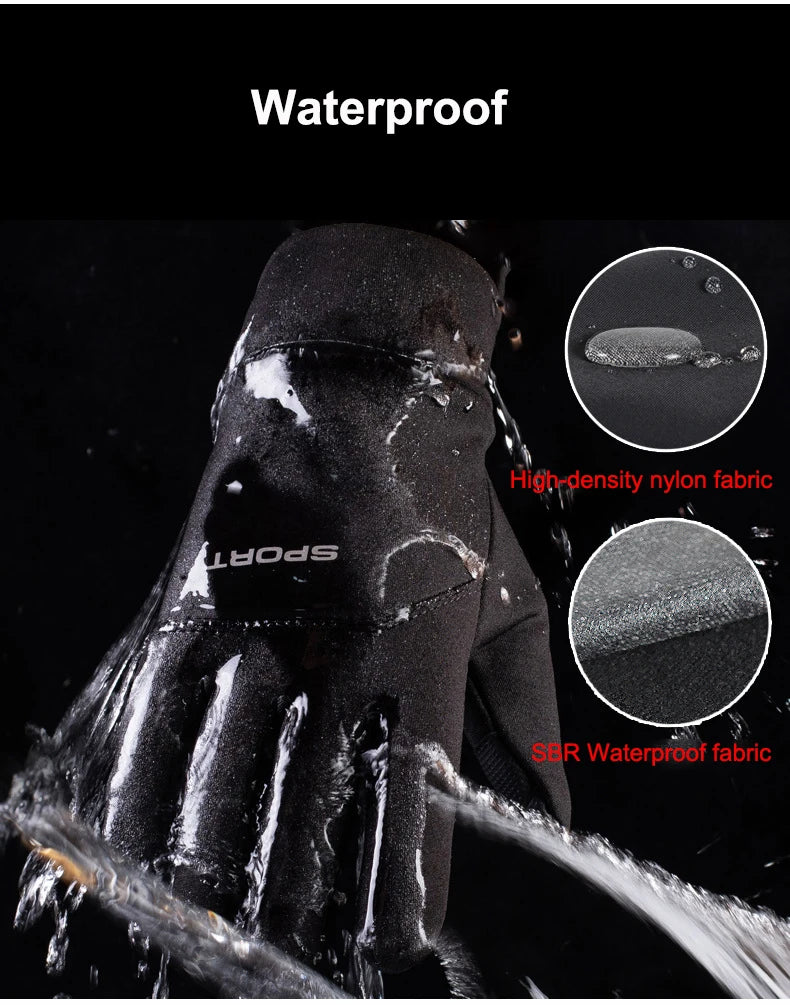 Windproof and Waterproof Outdoor Gloves Touch Screen Thumb and Index Finger Fingertips Warm Gloves for Running Cycling