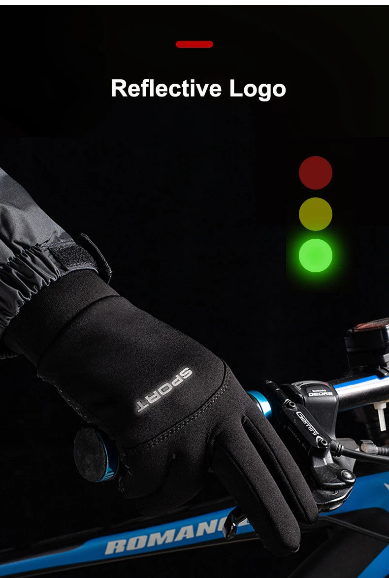 Windproof and Waterproof Outdoor Gloves Touch Screen Thumb and Index Finger Fingertips Warm Gloves for Running Cycling