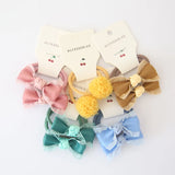 10Pcs Set Baby Hair Bands Cartoon Dot Bows Flower Kids Hair Ropes Kids Rubber Band Baby Girl Hair Accessories
