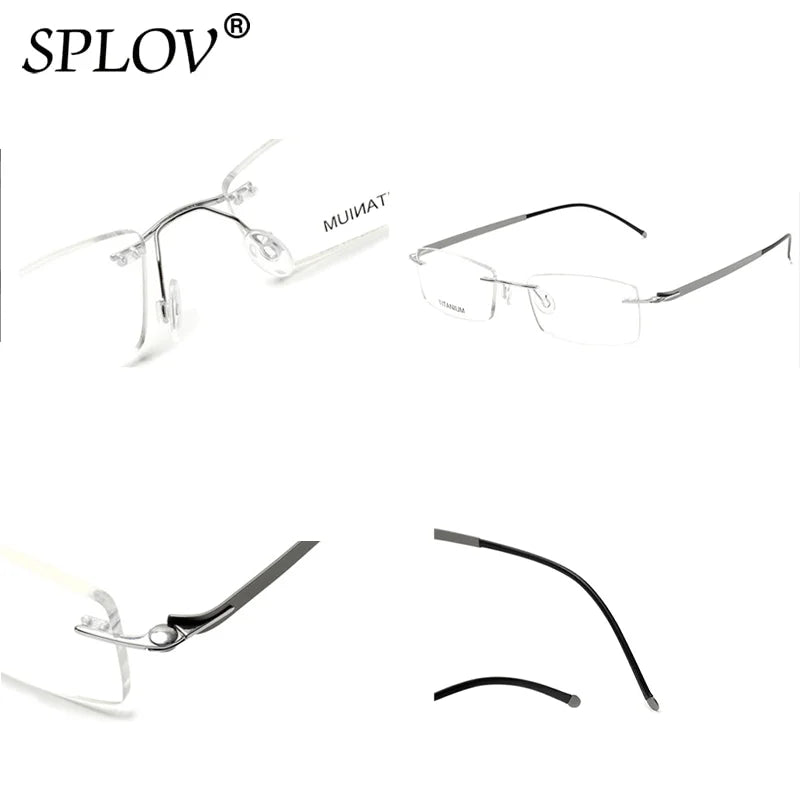 Ultra Light Pure Titanium Glasses Frame Men Brand Designer Prescription Women Fashion Rimless Square Optical Eyewears Ins