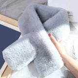 Casual Imitation Bunny Hair Scarf Solid Colour Faux Fur Collar Plush Knitted Scarves Winter Warm Thicken Neckerchief Accessories