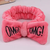 Letter OMG Headbands for Women Girls Bow Wash Face Turban Makeup Elastic Hair Bands Coral Fleece Hair Accessories