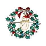Christmas Wreath Collection Enamel Crystal Brooches With Candy Canes Bells Santa Claus Reindeer Snowman Snowflake Tree Drop