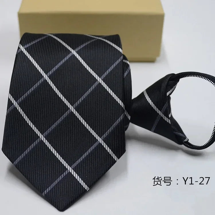 Mens Ties Casual Zipper Neck Ties Professional Formal Shirt Convenient Lazy Zip Tie Striped Business Arrow Ties