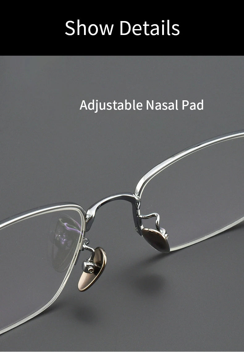 Lzabella New Men's Half Frame Glasses Business Casual Pure Titanium Frame Fashionable And Trendy Prescription Glasses 1906