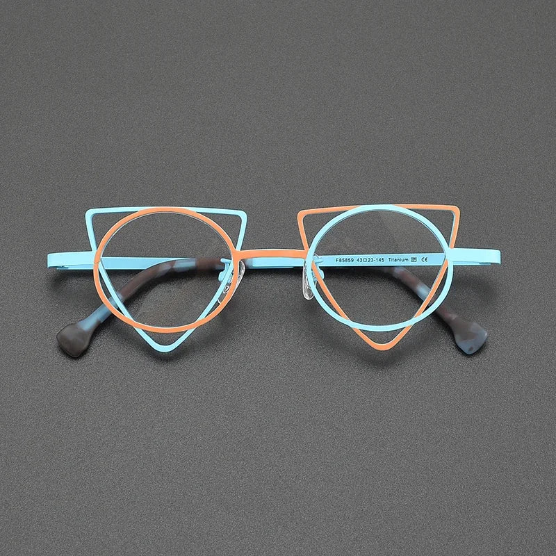 Ultra Light Pure Titanium Inverted Triangle Glasses Frame Female New Multi-color Personality Myopia Reading Prescription Eyewear