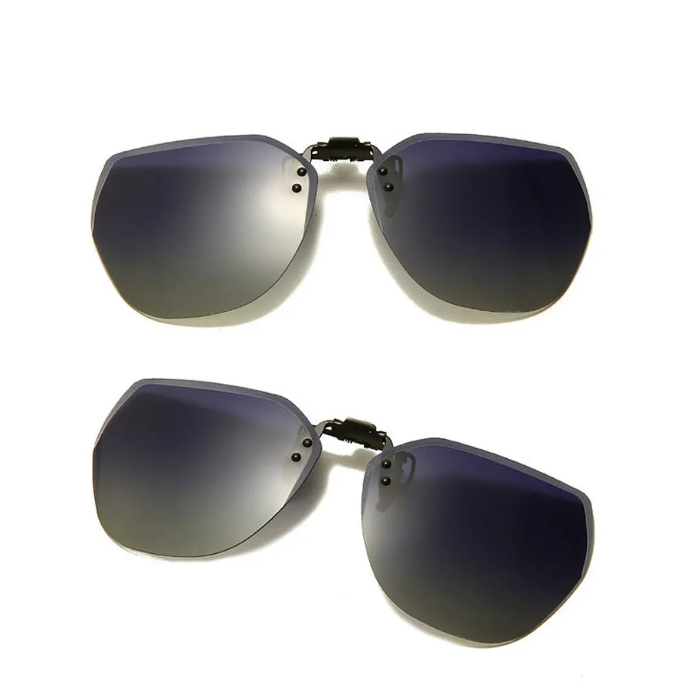 Oversized Polarized Clip-on Sunglasses Men Frameless Filter UV400 Protection Polygon Eyewear Clip Lens Sun Glasses