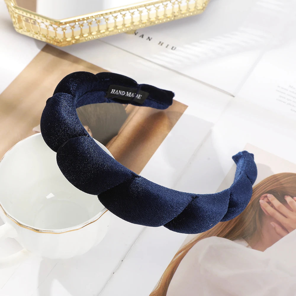 Retro Hair Hoops Wide Velvet Twist Sponge Headband Bezels Hairbands for Women Girl Wavy Braided Headbands Hair Accessories