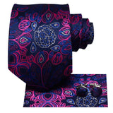 Hi-Tie Purple Solid Paisley Silk Wedding Tie for Men Novelty Design Handky cufflink Gift Men Tie Set Party Business Dropshipping