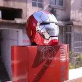 Hot Marvel 1/1 Mk5 Iron Man Autoking Helmet Remote And Voice Control Iron Man Automatic Helmet Mask With Led Light Funny Gift