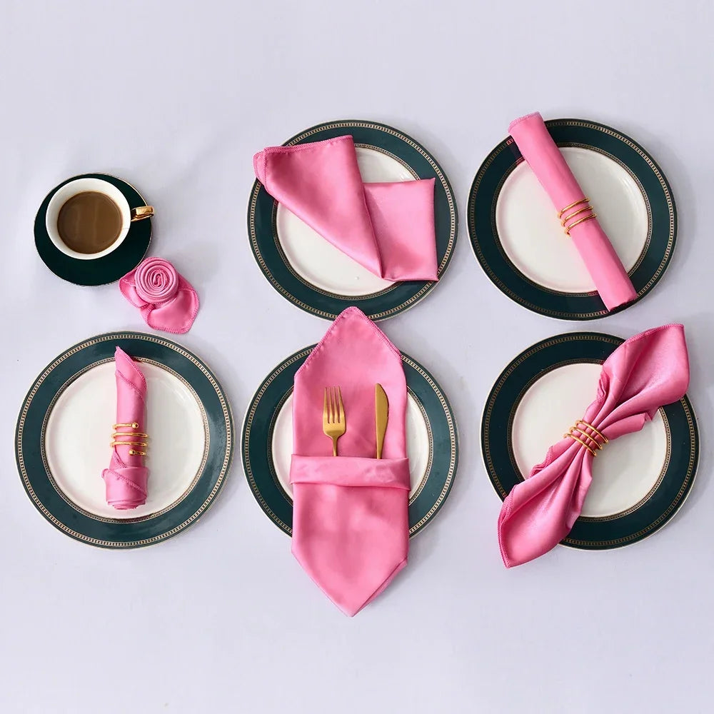 12Pcs 30X30cm Satin Table Napkin Soft Handkerchief Romantic Wedding Banquet Square Table Napkins Dinner Party Decoration