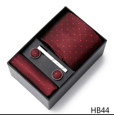 2023 New Style Wedding Gift Tie Pocket Squares Set Necktie Box Men Solid Black Suit Accessories Fit Wedding