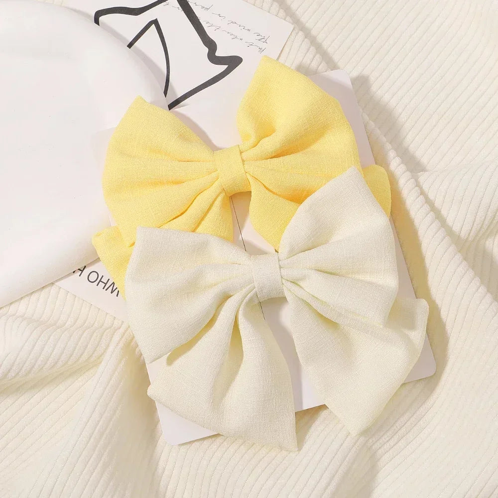 2pcs/set 4.5" Cheer Bow Hair Clip for Kids Lovely Grosgrain Ribbon Hairgripes Girls Delicate Bowknot HairPins Baby Headwear Set