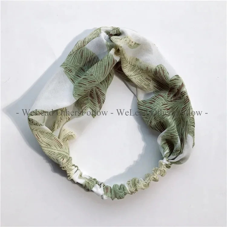 Clearance Fresh Colorful Turban Headbands Women Spring Summer Chiffon Headband Head Wrap Wide Lattice Hairband Hair Accessories