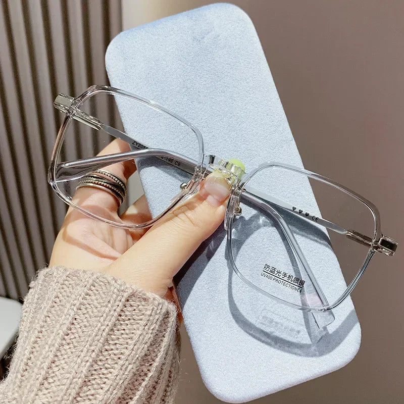 Anti Blue Light Blocking Glasses Oversized Square Reading Glasses for Women Men TR Frame High-definition Presbyopia Eyewear