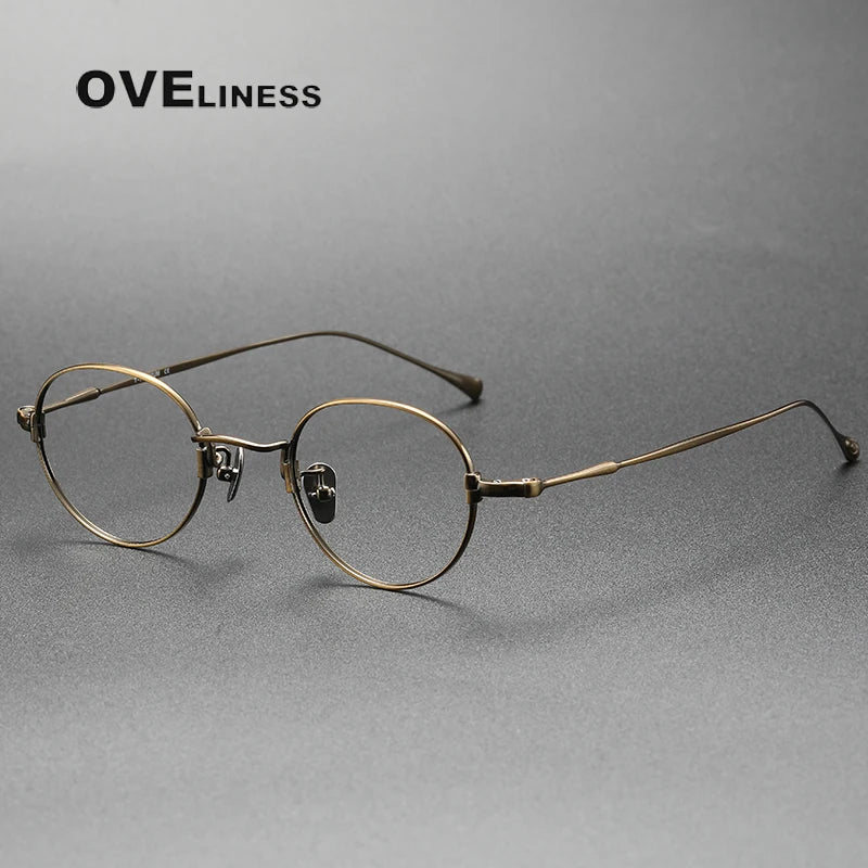 Pure Titanium Glasses Frame Men Women Vintage Round Brand Design Eyeglasses Frames New Titan Eyewear High Quality Spectacles