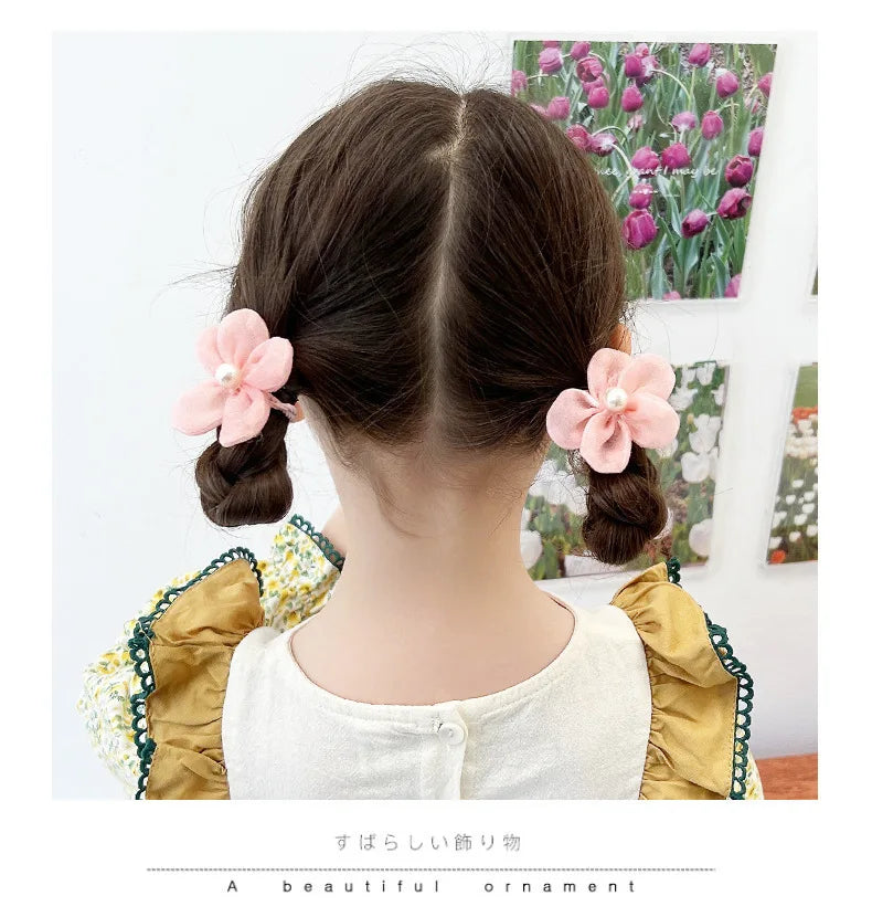 10Pcs Children's mesh flower hair loop with good elasticity, baby tie headband, princess headwear, cute girl elastic band