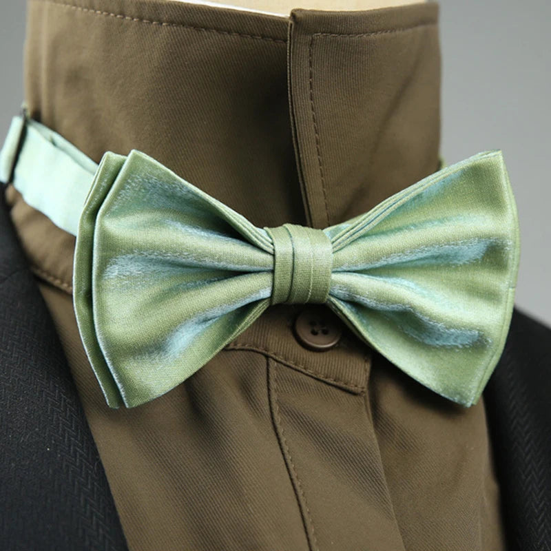 4 Styles Solid Color Black White Wine Bow Ties New Ribbon Gilded Butterfly Double Layered Wedding Party Bowknot Tuxedo Cravat