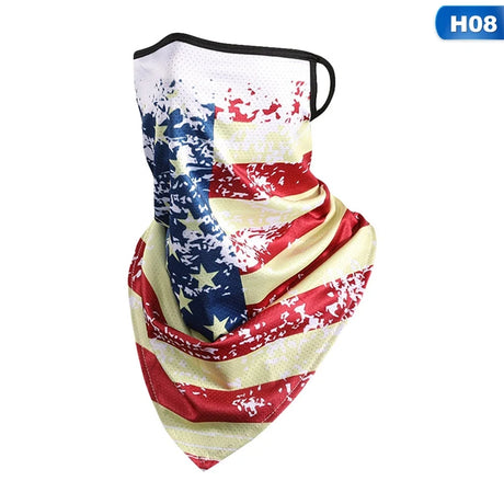 USA Fashion Mask Ear Hanging Mouth Cover Bicycle Cycling Masks Bandana Neck Gaiter Tube Hiking Climbing Headband Camping Scarf