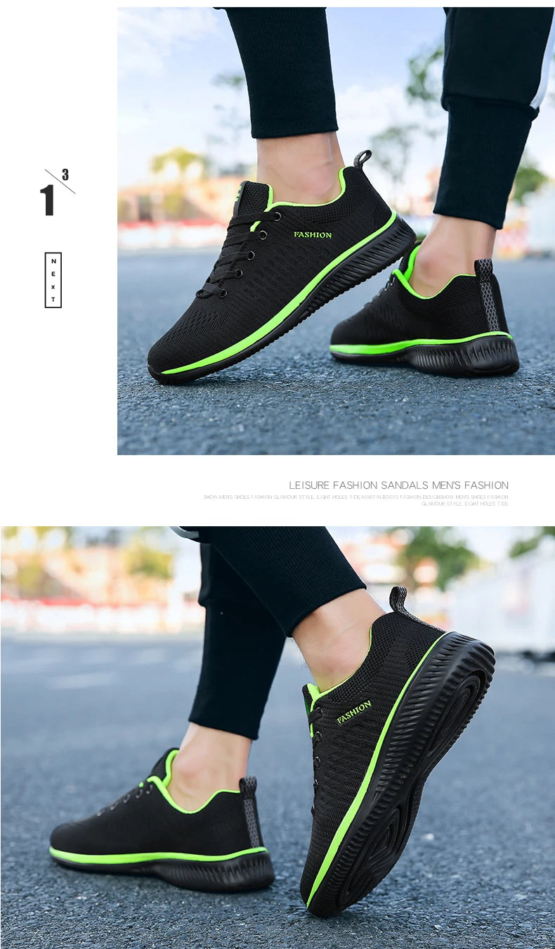 Men Running Sneakers Lightweight Athletic Shoes Classical Mesh Breathable Lace-up Outdoor Walking Shoes Male Tennis Shoes
