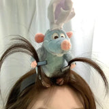5PCS Headband Cartoon Mouse Hairband New Cartoon Plush Doll Headband French Wide-brim Hairpin Photo Headwear Creative Girl Gift