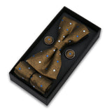 Bowtie Set For Men Gift Box Business Fashion Red Bow Tie Pocket Square Cufflinks Set Bowtie 3pcs For Wedding Hanky Cravatas Neck