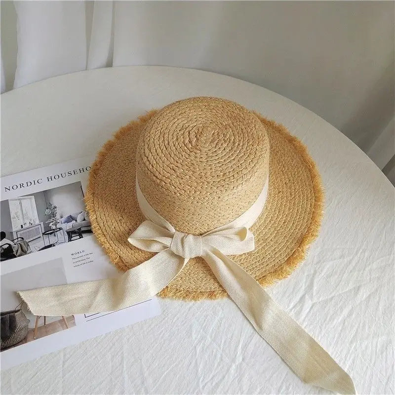 2024 Handmade Big Brim Hat Oversized Tassel Burrs Women Men Straw Sun Brim Hats Natural Raffia Panama Beach Summer Hat