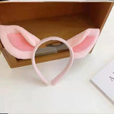 G92D Simple Sweet Hair Accessories Women Students Washing Face Hairband Little Pig Ears Headbands Plush Cartoon Hair Hoop