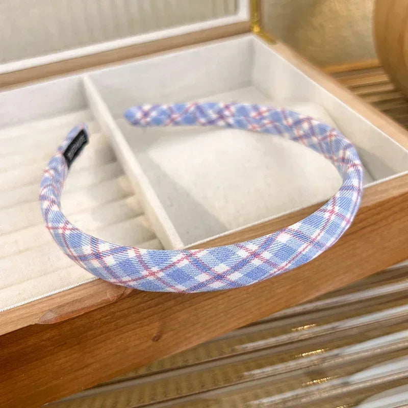 Spring Summer Women Colorful Head Hoop Princess Girls Sweet Plaid Cloth Headbands for Children Daily Headpiece Hair Accessories