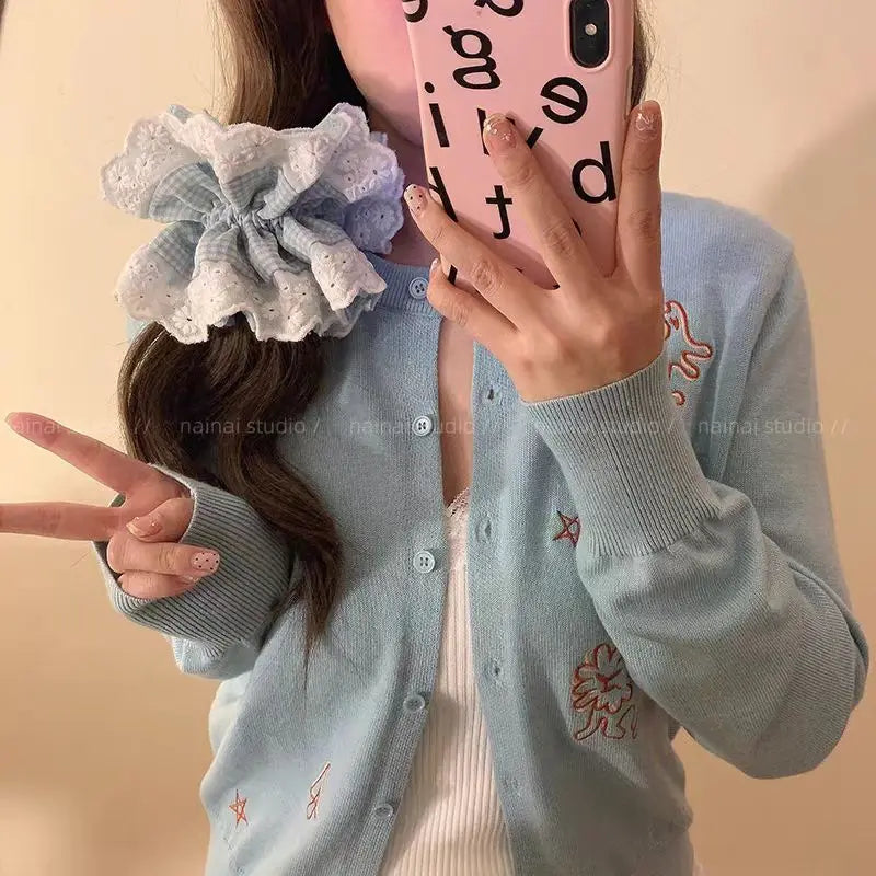 Oversize Women Lace Scrunchies Elastic Hair Bands Ponytail Holder Tie Hair Hoop Scrunchy Rubber Band Women Hair Accessories
