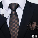 100% Silk Tie For Men Top grade Luxurious 7.5 cm Tie Hanky Cufflink Set Purple Necktie Formal Clothing Independence Day