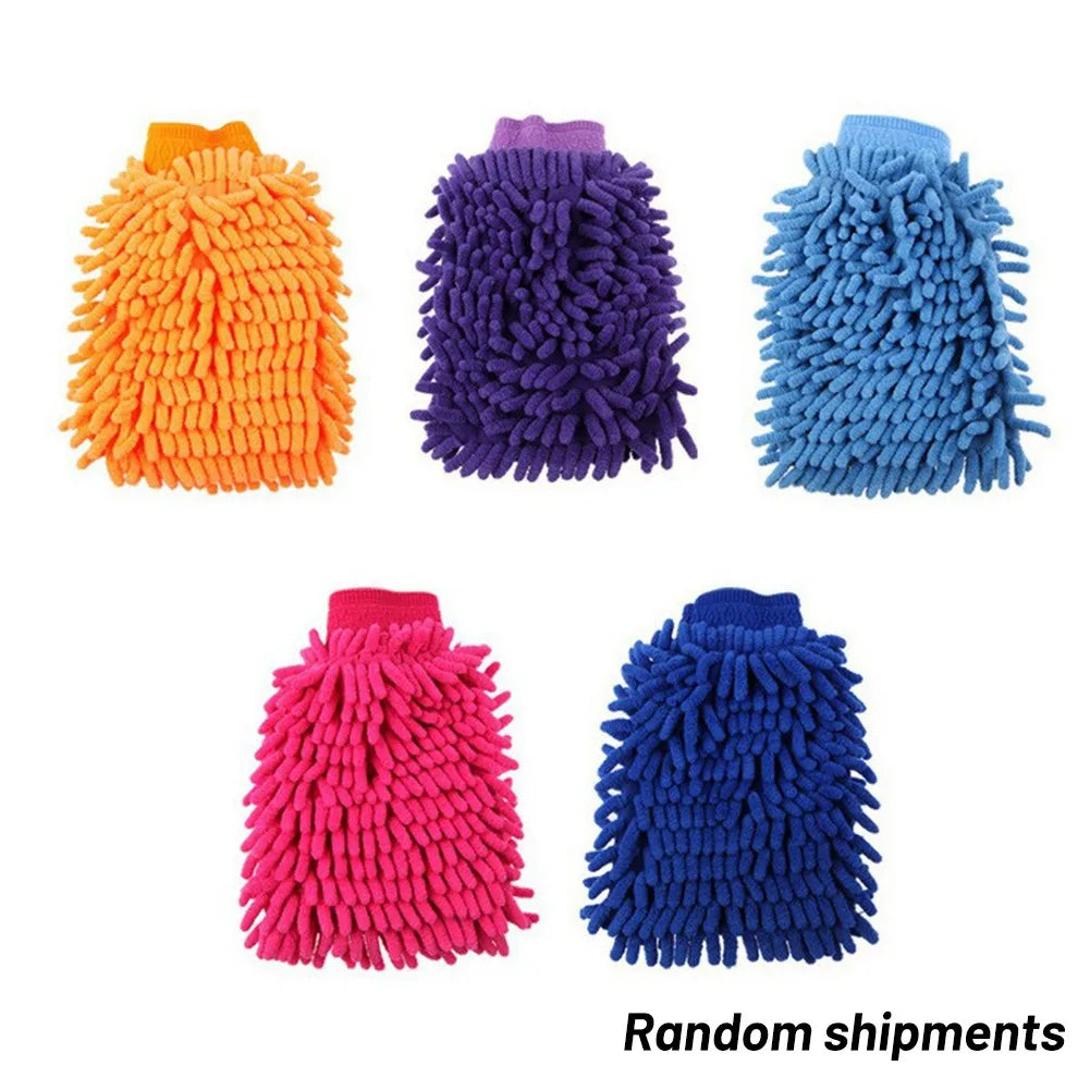 Car Wash Microfiber Chenille Gloves Thick Coral Fleece 5 Colors Random DIY Carwash Household Car Washing Cleaning Anti Scratch