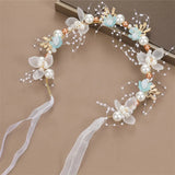 Elegant Girls Headband Imitated Pearl Hair Headdress Baby GirlsFlower Wreath Bride Garland Head Hoop Wedding Headbands Hair