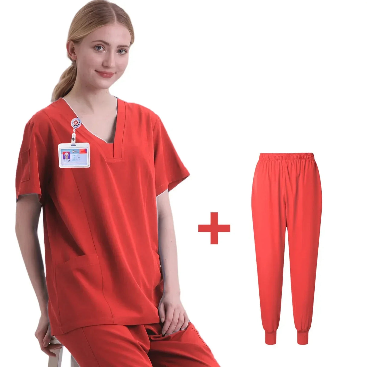 New Scrubs Set Medical Uniforms Stretch Scrub Tops with Pocket Pants Nurse Uniform Doctor Surgery Overalls Beauty Salon Workwear