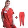 New Scrubs Set Medical Uniforms Stretch Scrub Tops with Pocket Pants Nurse Uniform Doctor Surgery Overalls Beauty Salon Workwear