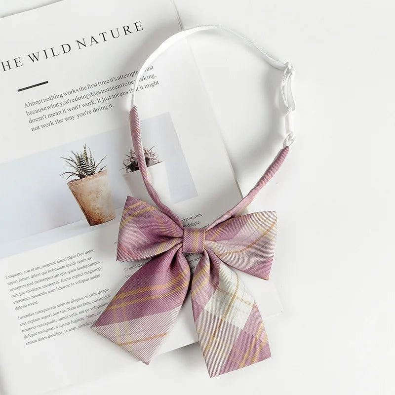 Fashion JK Bowtie Women College Student Collar Tie Cotton Plaid Bowknot Lolita Girls Adjustable Butterfly Anime Cosplay Cravat