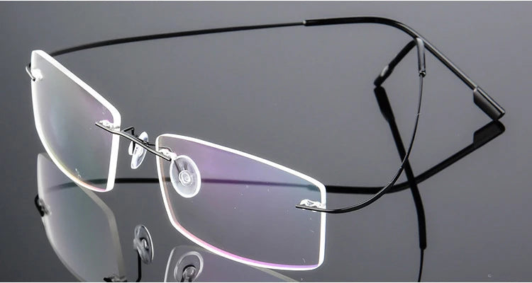 Titanium Alloy Ultra-Elastic Frameless Metal Glasses Frame for Men and Women, Rimless Myopia Prescription Glass Frames FJ868