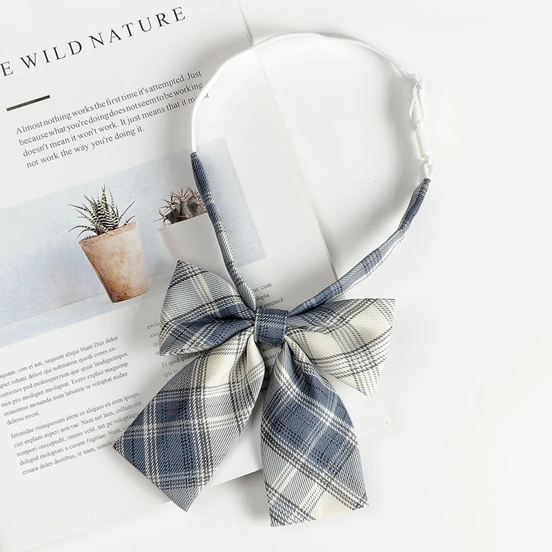 Fashion JK Bowtie Women College Student Collar Tie Cotton Plaid Bowknot Lolita Girls Adjustable Butterfly Anime Cosplay Cravat