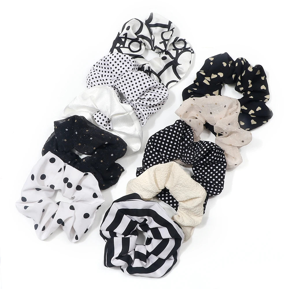 3/5PCS Black White Elastic Hair Bands for Girls Simple Basic Headband Women Rubber Band Hair Accessories Holder Scrunchies Gifts