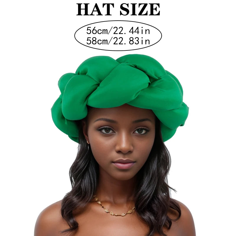 Big Size Width Braid Head Band African Raw Silk Turban Cap for Women Nigeria Wedding Party Headpiece Female Headband