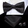 Dropshipping Solid Silk Mens Bow Tie Hanky Cufflinks Set Pre-tied Butterfly Knot Bowtie Wholesale for Male Wedding Business