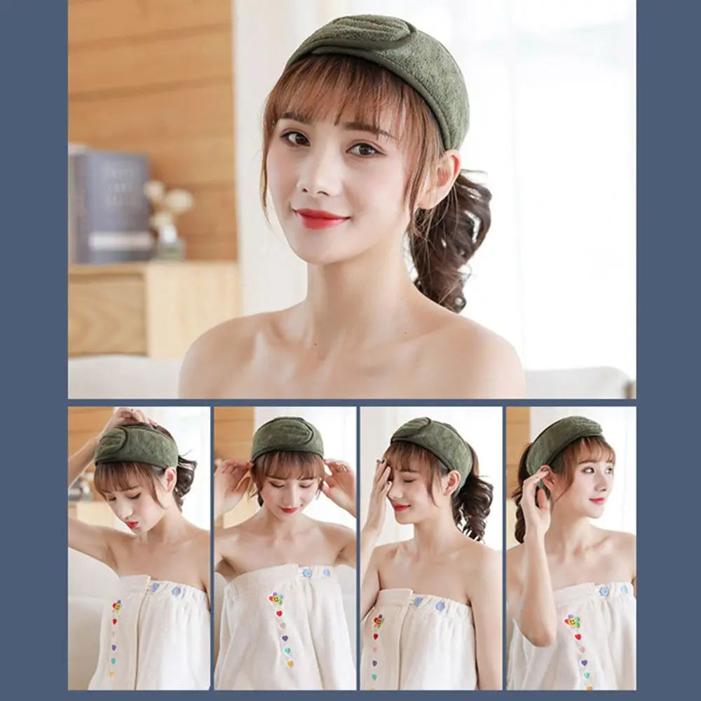 Fashion Headbands Wash Caps Shower Cosmetic Facial Adjustable Turban Tiara Turban Hairband Head Band