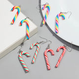 1 Pair Candy Cane Earrings Ladies Girls Christmas Ornaments Accessories Jewelry Gifts