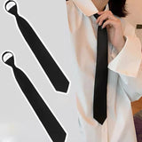 Korean Unisex Lazy New Neck Zipper Funeral Ties Security Men Women Students Uniform JK Shirts Suit Black Simple Fashion Clips